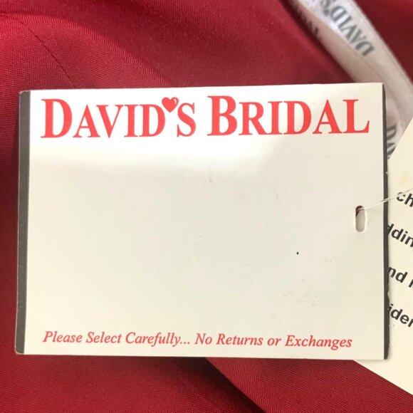 Apple Red Strapless Bridesmaid Gown Prom Side Drape Brooch Davids Bridal #8567 - Picture 11 of 11